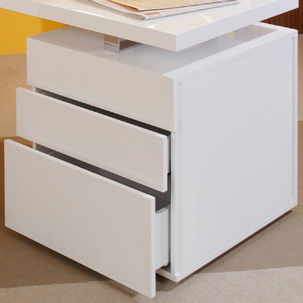 Salesfever Schreibtisch 140 x 70 cm White Line mit Container Sonderangebote
