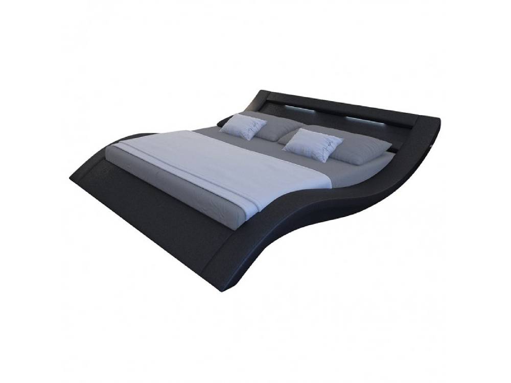 Salesfever Polsterbett 140x200 cm schwarz Doppelbett LED Beleuchtung LOOK Letzter Tag