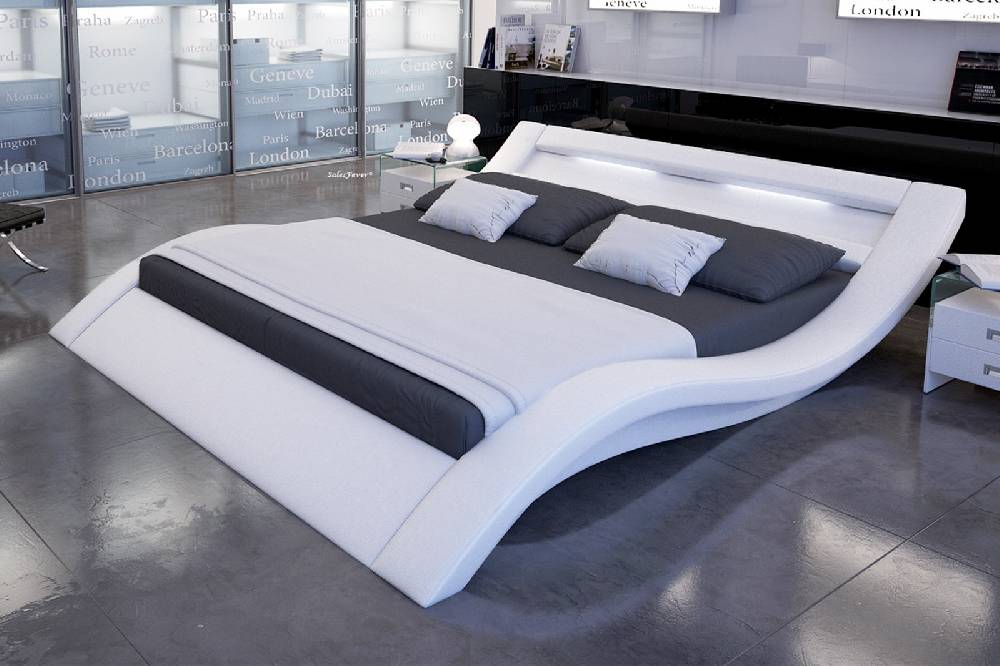 Salesfever Polsterbett 140x200 cm weiß Doppelbett LED Beleuchtung LOOK Zeitbegrenzte Promotion