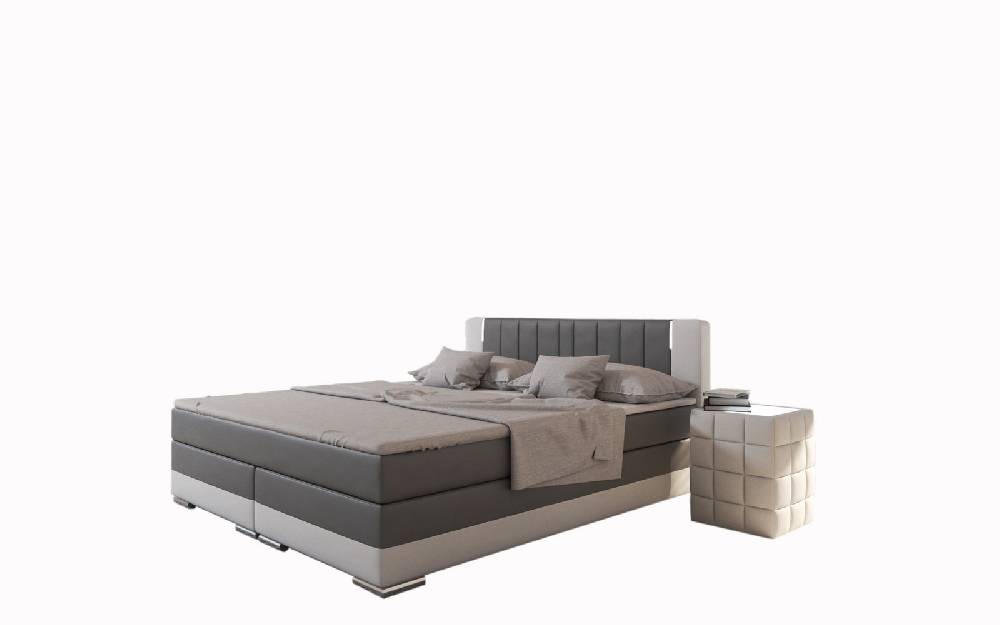 Salesfever Boxspringbett 180x200 cm grau weiß Hotelbett LED SUNG Bis zu 50% Rabatt