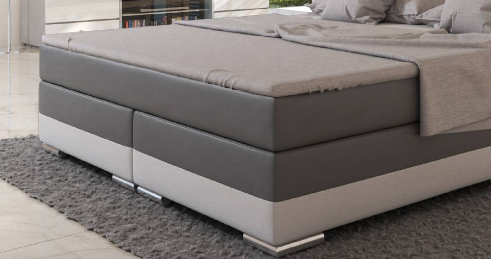 Salesfever Boxspringbett 180x200 cm grau weiß Hotelbett LED SUNG Bis zu 50% Rabatt