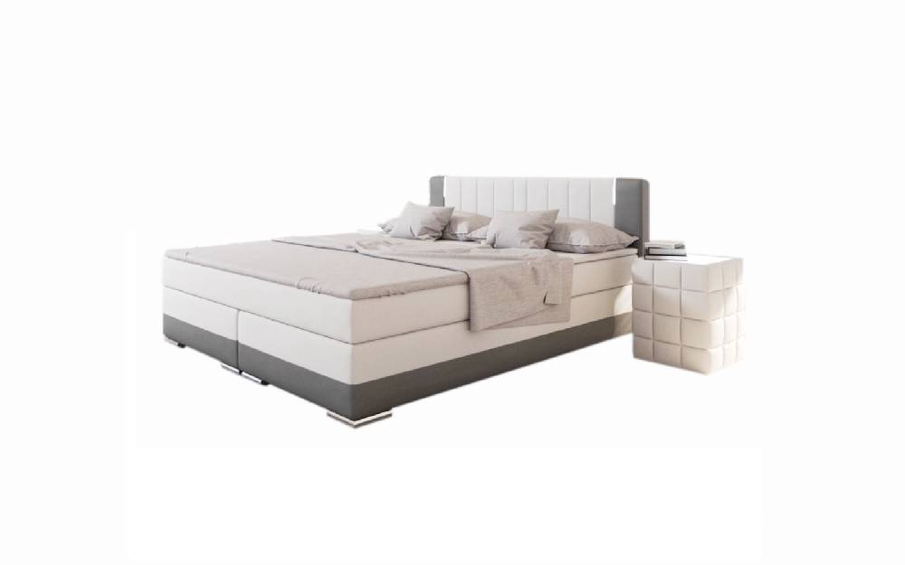 Salesfever Boxspringbett 180x200 cm weiß grau Hotelbett LED SUNG Bis zu 60% Rabatt