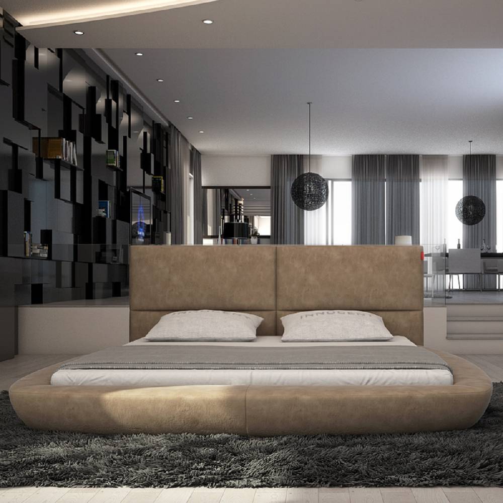 Salesfever Polsterbett 160x200 cm Doppelbett Stoffbezug braun Ilario Super Rabatt