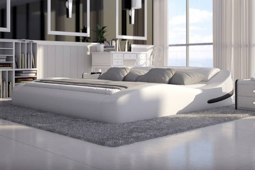 Salesfever Polsterbett 160x200 cm weiß Doppelbett GRISOGNIO 50% Rabatt mit kostenlosem Versand