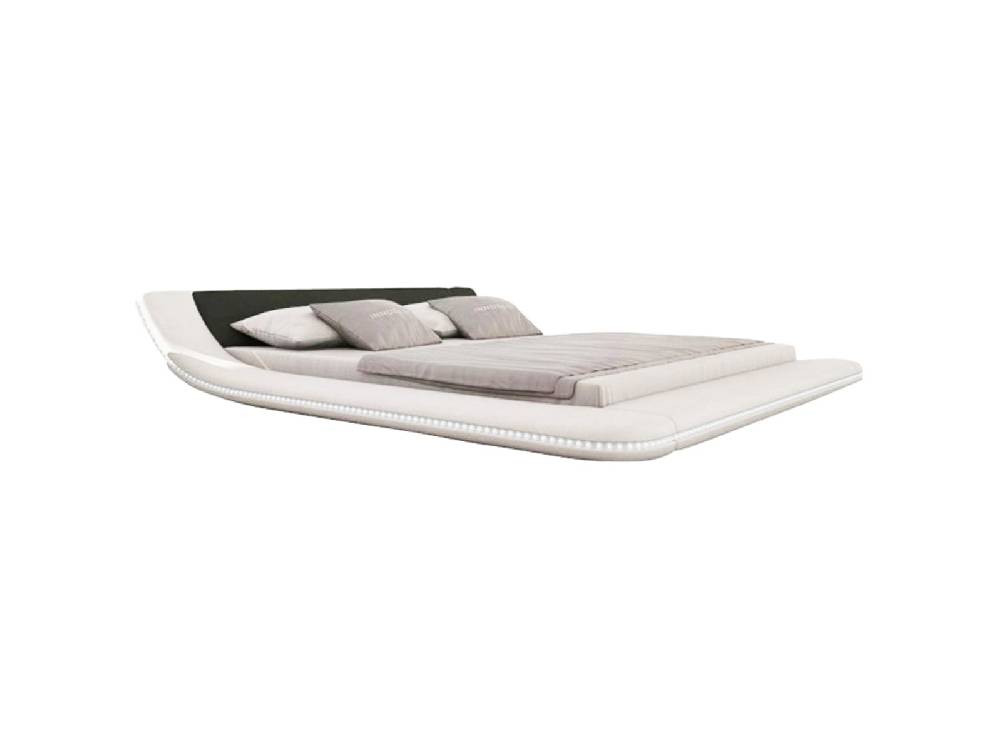Salesfever Polsterbett 140x200 cm weiß schwarz Doppelbett LED CUSTO Clearance-Verkauf