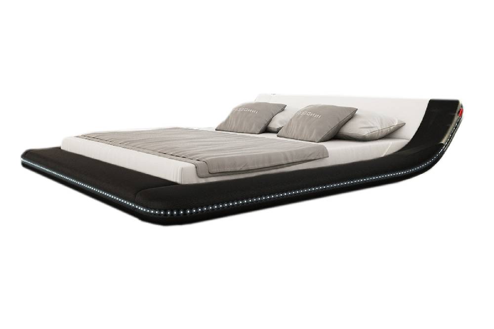 Salesfever Polsterbett 140x200 cm schwarz weiß Doppelbett LED CUSTO Begrenzt auf 3 Tage