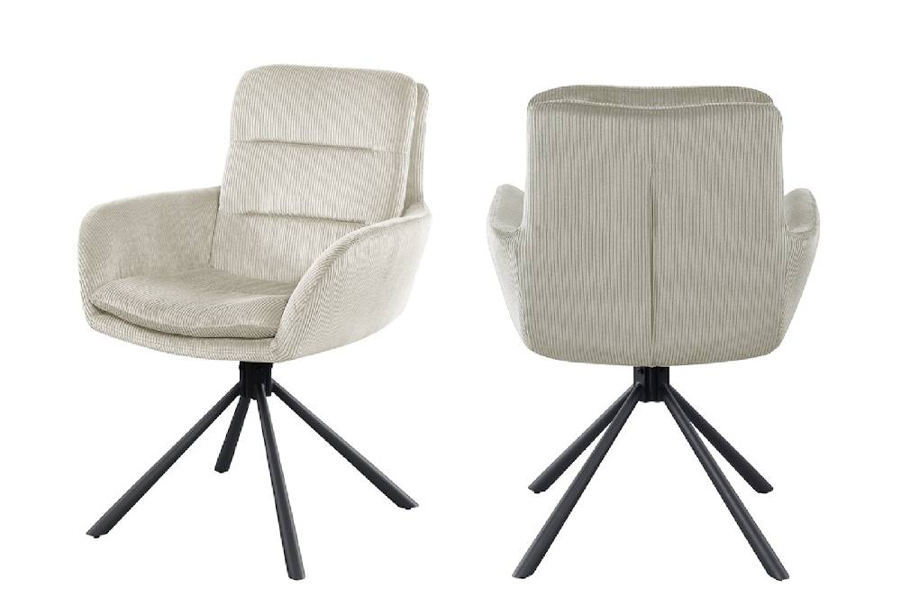Salesfever Armlehnstuhl in Cord-Optik Beige Faye Im Verkauf