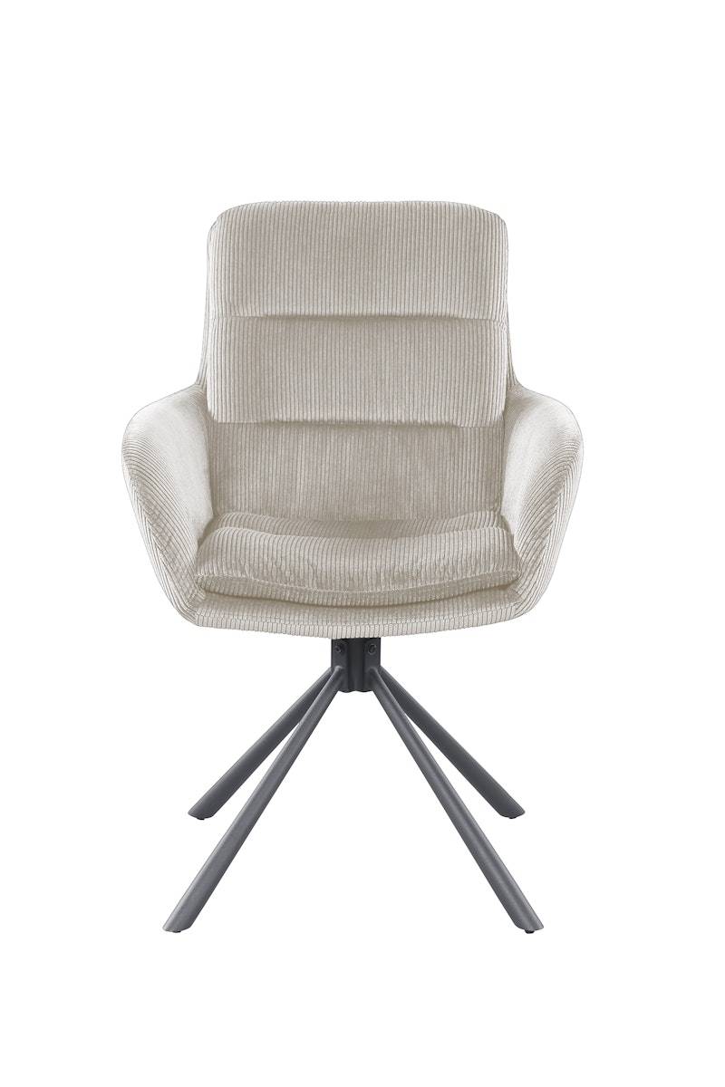 Salesfever Armlehnstuhl in Cord-Optik Beige Faye Im Verkauf