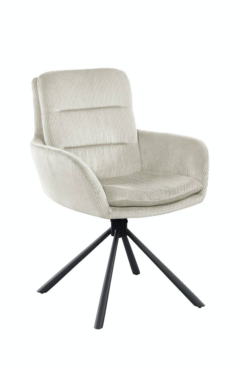 Salesfever Armlehnstuhl in Cord-Optik Beige Faye Im Verkauf