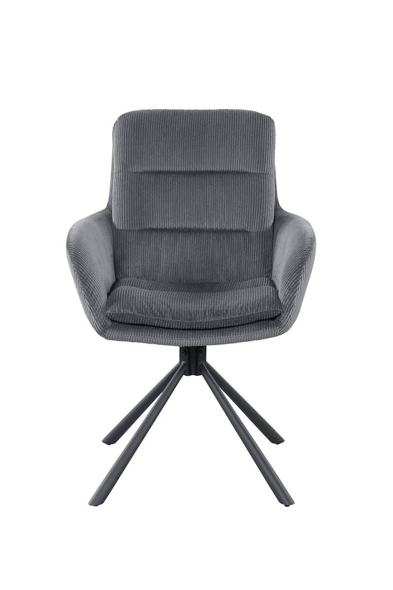 Salesfever Armlehnstuhl in Cord-Optik Dunkelgrau Faye zollfrei