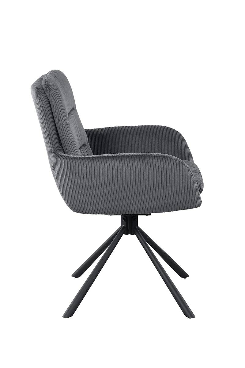 Salesfever Armlehnstuhl in Cord-Optik Dunkelgrau Faye zollfrei
