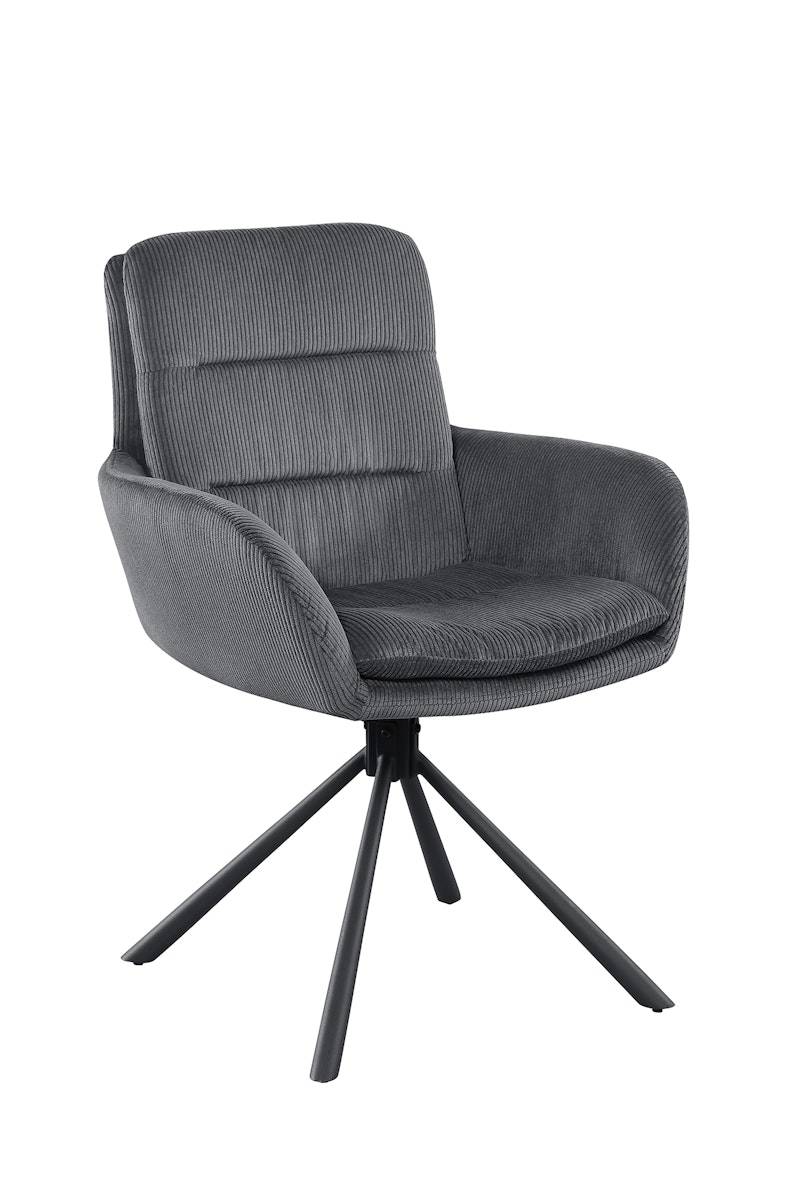 Salesfever Armlehnstuhl in Cord-Optik Dunkelgrau Faye zollfrei
