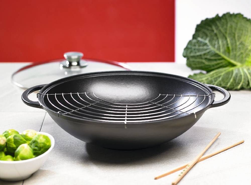 Schulte Ufer Wok Rustika, 36 cm, ca. 6,20 l, schwarz Fabrikladen