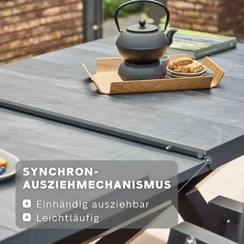 Siena Garden Sincro Ausziehtisch Keramik washed-grey Super Sparpreis