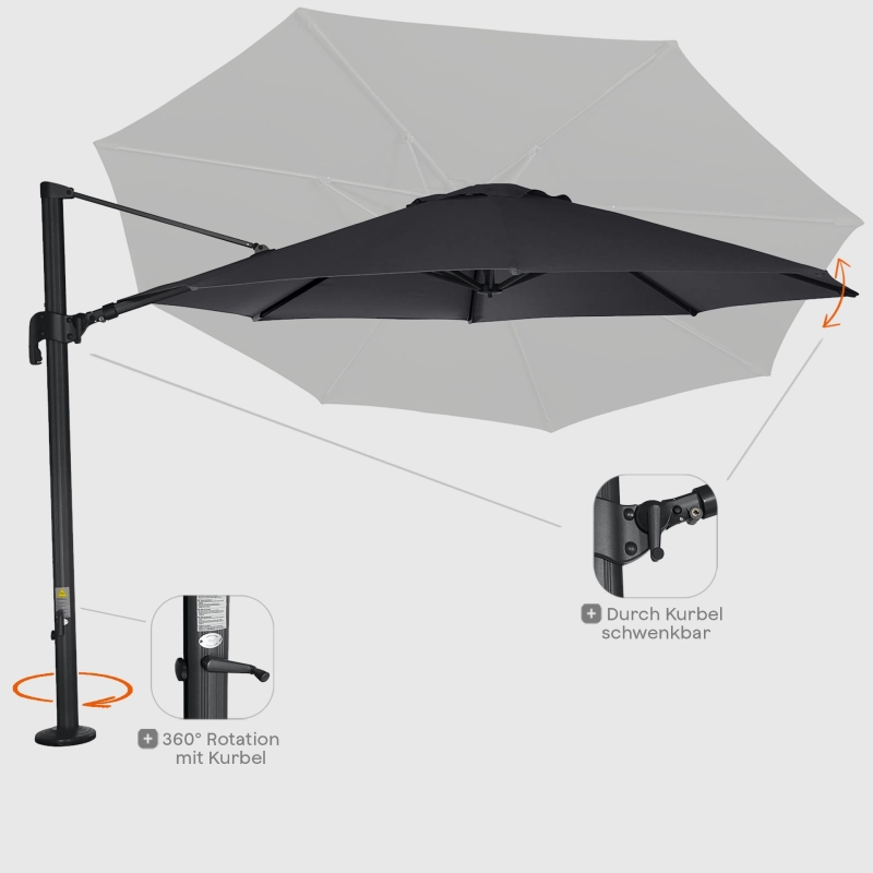 Siena Garden Alphawing N+ Ampelschirm Ø 350cm rund Sonderangebot der Fabrik