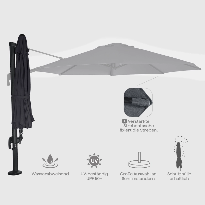 Siena Garden Alphawing N+ Ampelschirm Ø 350cm rund Sonderangebot der Fabrik