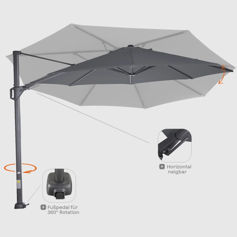 Siena Garden Sunset N+ Ampelschirm Ø 350 cm rund Black Friday Preise