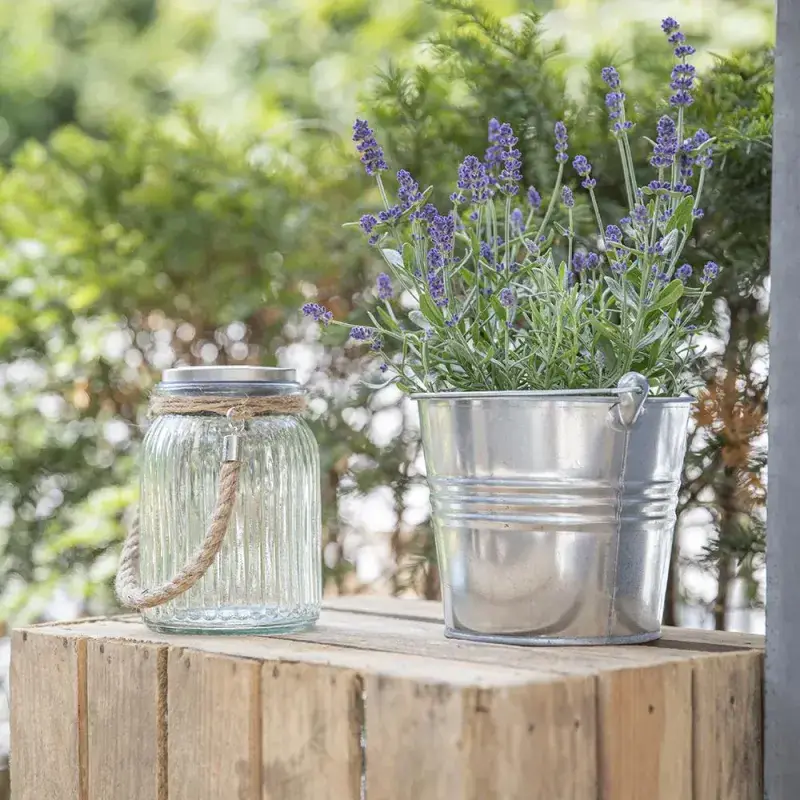 Siena Garden Solar- Windlicht, Glas mit Seilgriff, Räumungsverkauf