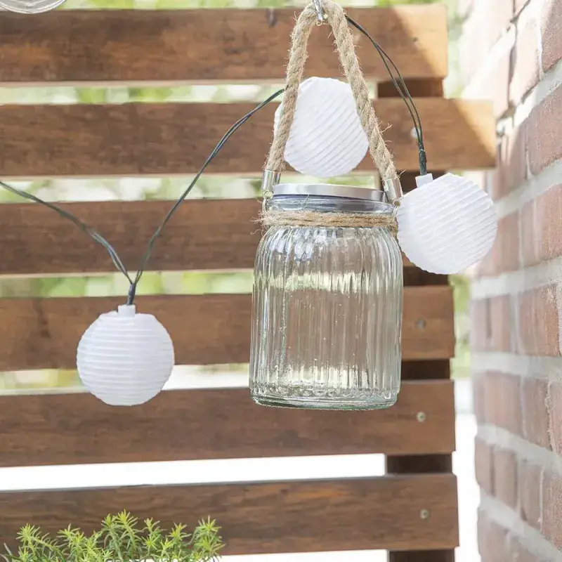 Siena Garden Solar- Windlicht, Glas mit Seilgriff, Räumungsverkauf