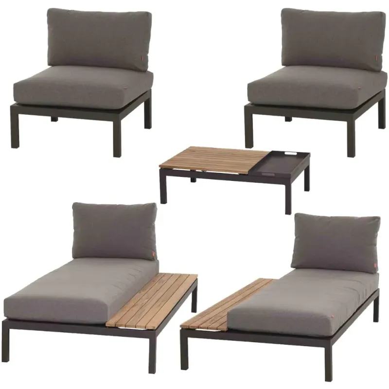 Siena Garden Loungeset Alvida Loungetisch + 2x Recamiere + Modul Mitte Muttertagsangebot