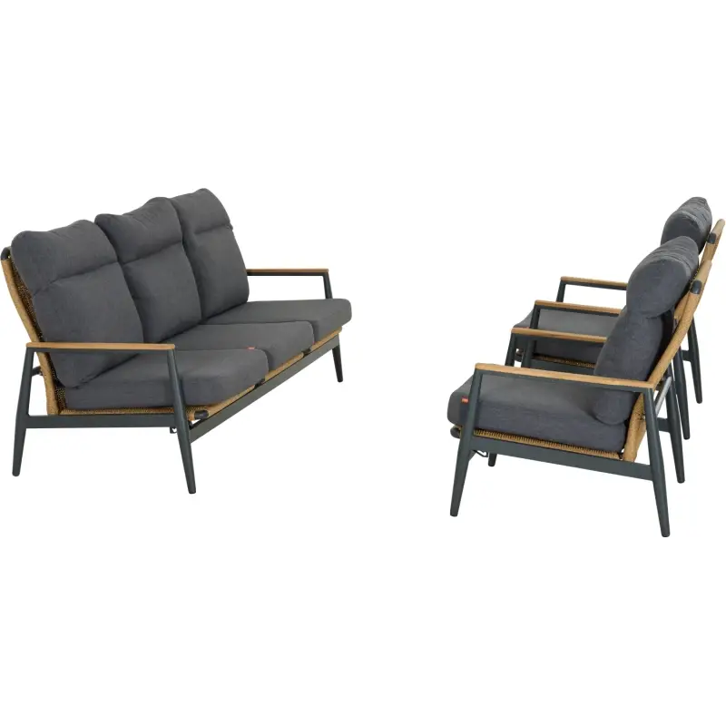 Siena Garden Loungeset 2x Roma Loungesessel + 3-Sitzer-Loungesofa Kostenlose Rückgabe