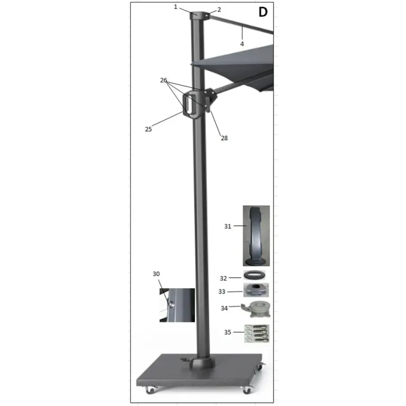 Siena Garden Abdeckung Mast zu Cirrus, Ikarus N+ und Sunset N+ Ampelschirm Flash Sale