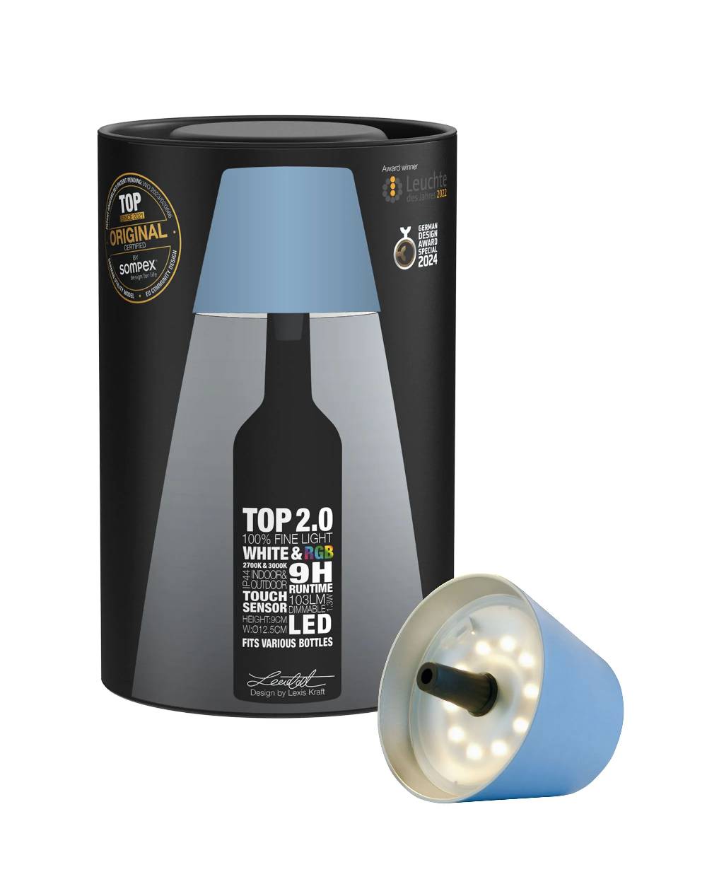 Sompex TOP 2.0 - blau, Akku-Flaschenleuchte Rabatte dieses Monats