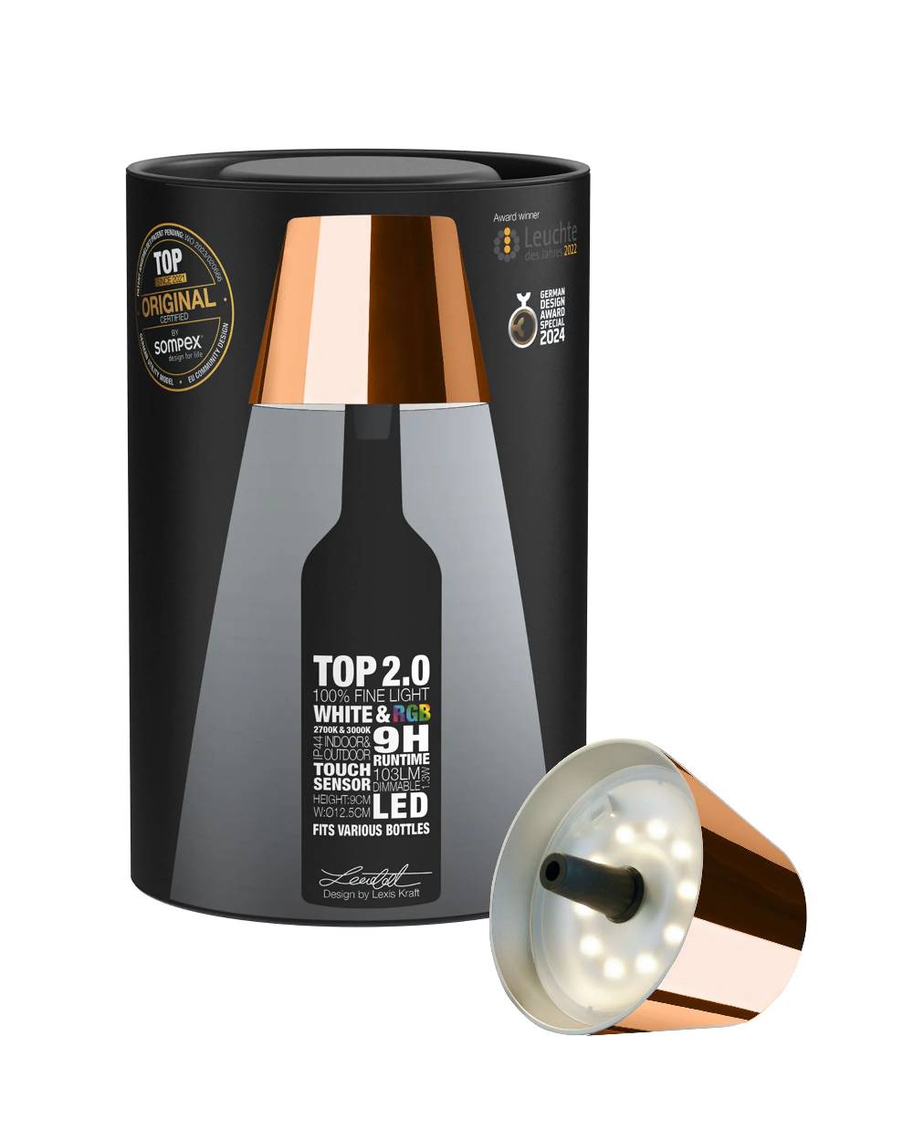Sompex TOP 2.0 - kupfer, Akku-Flaschenleuchte Rabatte dieses Monats