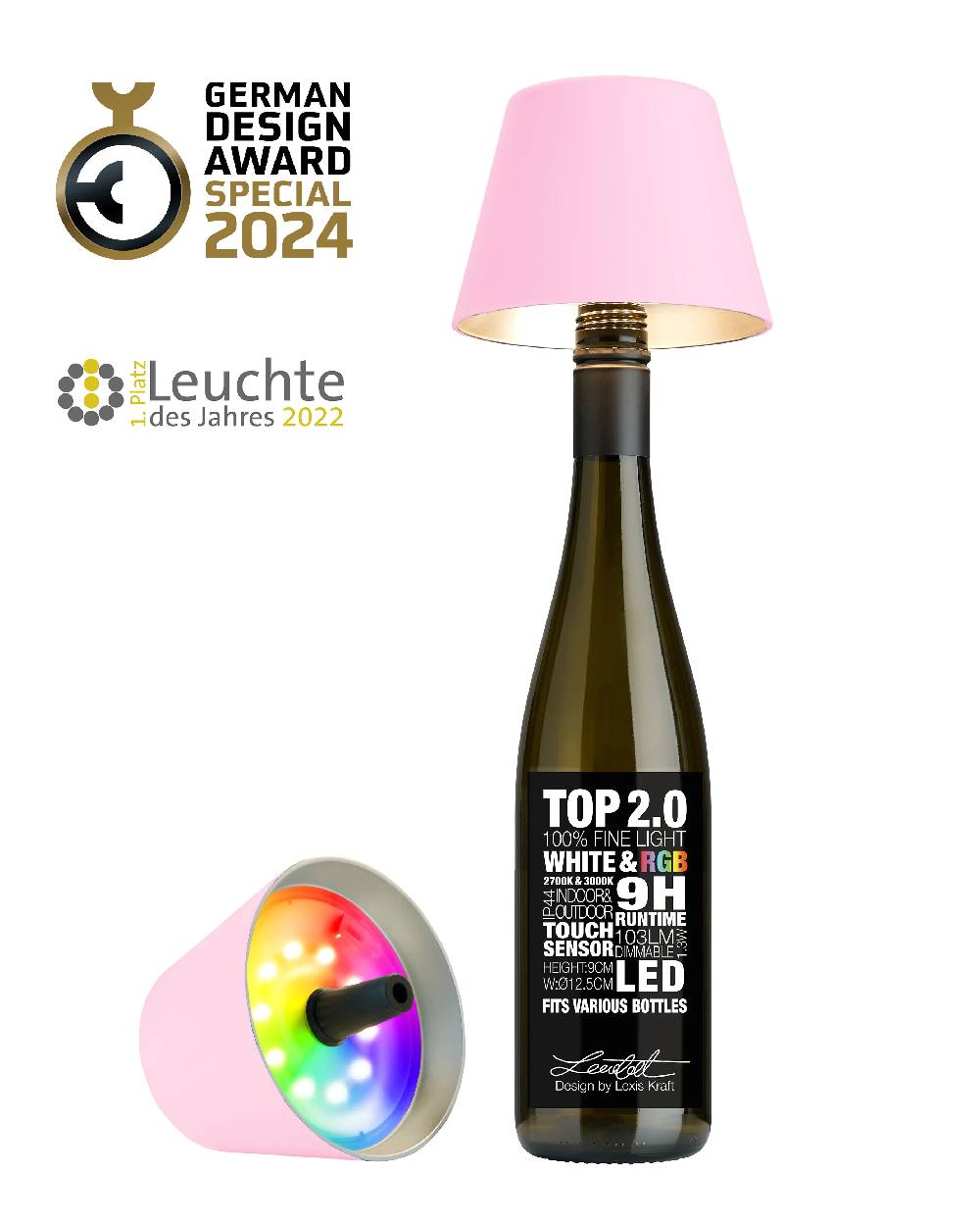 Sompex TOP 2.0 - rosa, Akku-Flaschenleuchte Günstiger Verkauf