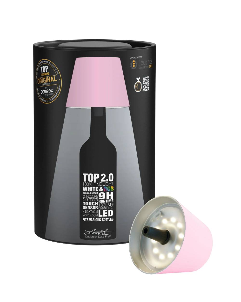 Sompex TOP 2.0 - rosa, Akku-Flaschenleuchte Günstiger Verkauf